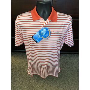 NWT Columbia Mens PFG Vented Super Skiff Cast Short Sleeve Polo Shirt Pink Small
